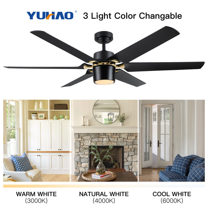 Modern 60" Integrated LED Light Ceiling Fan with Remote Control