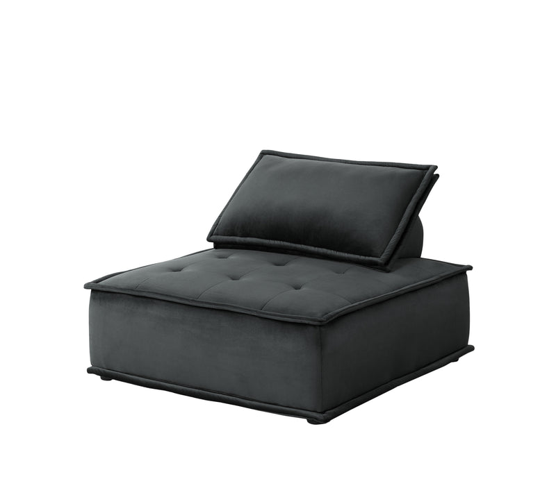 Anna Black Velvet 3-Piece Sectional Sofa With Ottoman