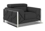 Global United Top Grain Italian Leather  Chair Glass House Furnishings