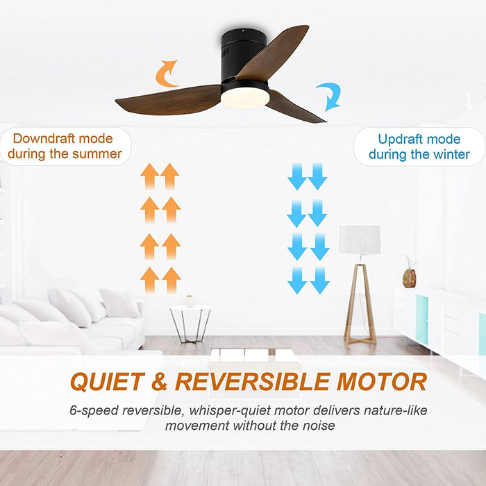 Simple Deluxe 40-inch Ceiling Fan with LED Light, Remote Control, 6-Speed & 2 Rotating Modes