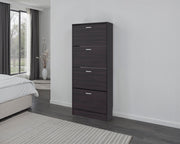 Kobuk Black Wenge Four-Door Shoe Storage Cabinet Glass House Furnishings
