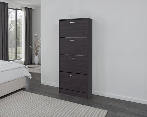 Kobuk Black Wenge Four-Door Shoe Storage Cabinet | Glass House Furnishings