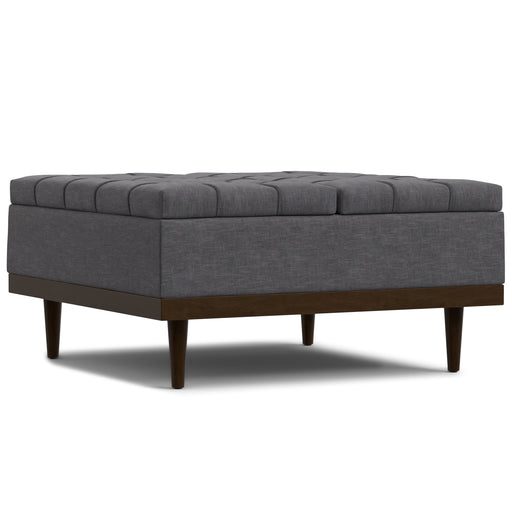 Mariah Slate Gray Lift-Top Storage Ottoman with Walnut Finish Glass House Furnishings