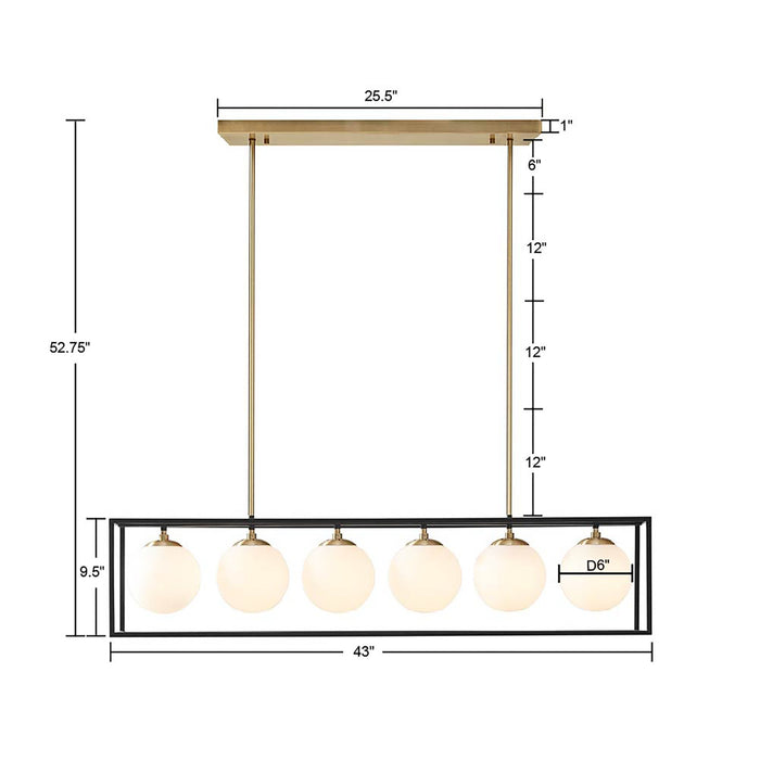 Helena 6-Light Frosted Glass Globe Linear Chandelier