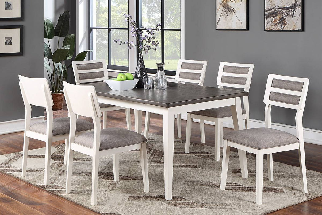 Beautiful Unique Set of 2 Side Chairs With White & Grey, Ladder Back Design Chairs, Cushion Upholstered, Kitchen Dining Room Furniture