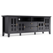 Artisan 72 inch Wide Solid Wood TV Stand in Black For TVs up to 80 inches Glass House Furnishings
