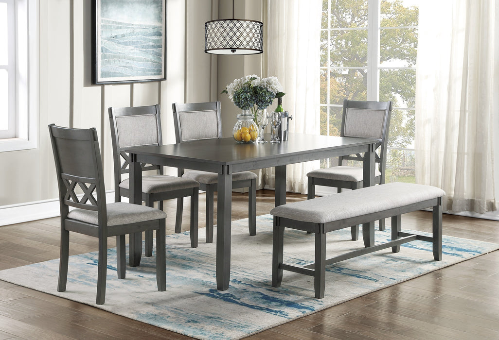 Gray Color Dining Room Furniture Unique Modern 6pc Set Dining Table 4x Side Chairs and A Bench Solid wood Rubberwood and veneers