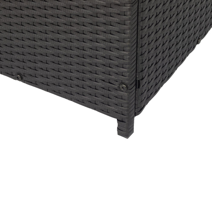 Outdoor Storage Box, 113 Gallon Wicker Patio Deck Boxes with Lid - Outdoor Cushion Storage Container Bin Chest for Kids Toys, Pillows and Towel, Black