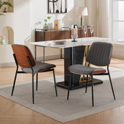 A&A Furniture, Dining Chairs Set of 2 Mid Century Modern Retro Faux Leather Chair with Walnut Bentwood Back Upholstered Seat Metal Legs Adjustable Foot for Kitchen Dining Room Chairs(Gray PU) Glass House Furnishings