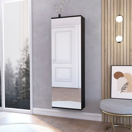 Connecticut Wall-Mounted Mirrored Shoe Cabinet | Glass House Furnishings