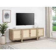 Kimpton Beige Oak 4-door Cane TV Stand Media Console Glass House Furnishings
