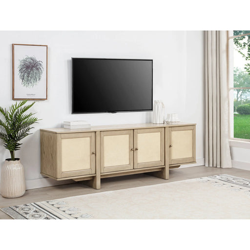 Kimpton Beige Oak Cane Media Console | Glass House Furnishings