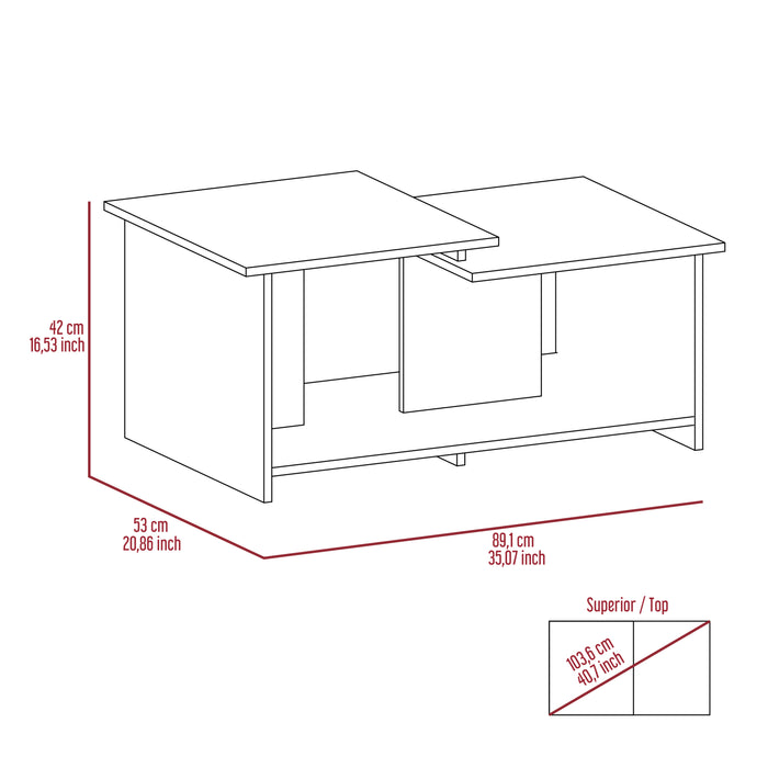 Wema Coffee Table with Lower Open Shelf - Espresso