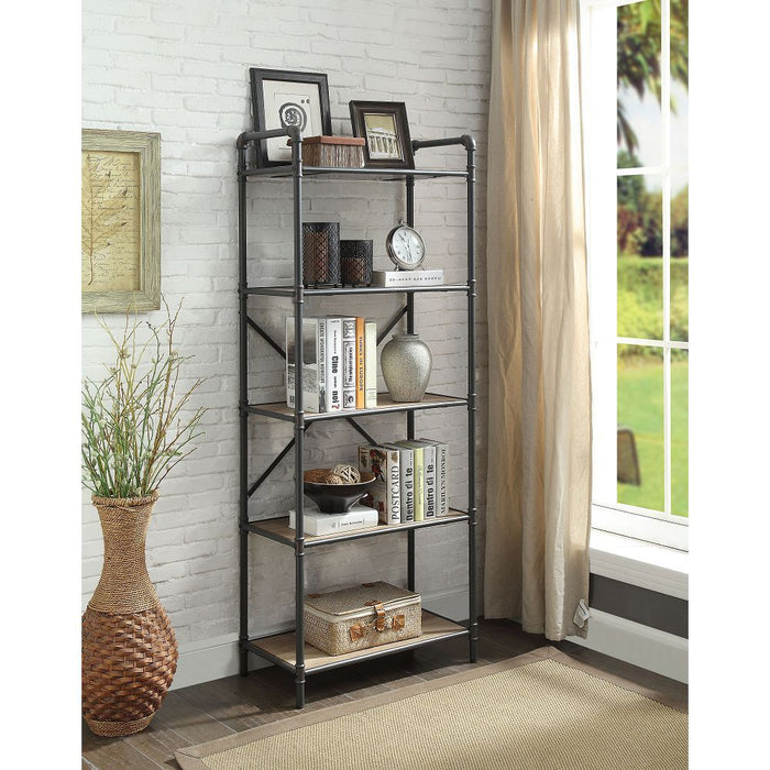 ACME Itzel Bookshelf in Antique Oak & Sandy Gray 97164