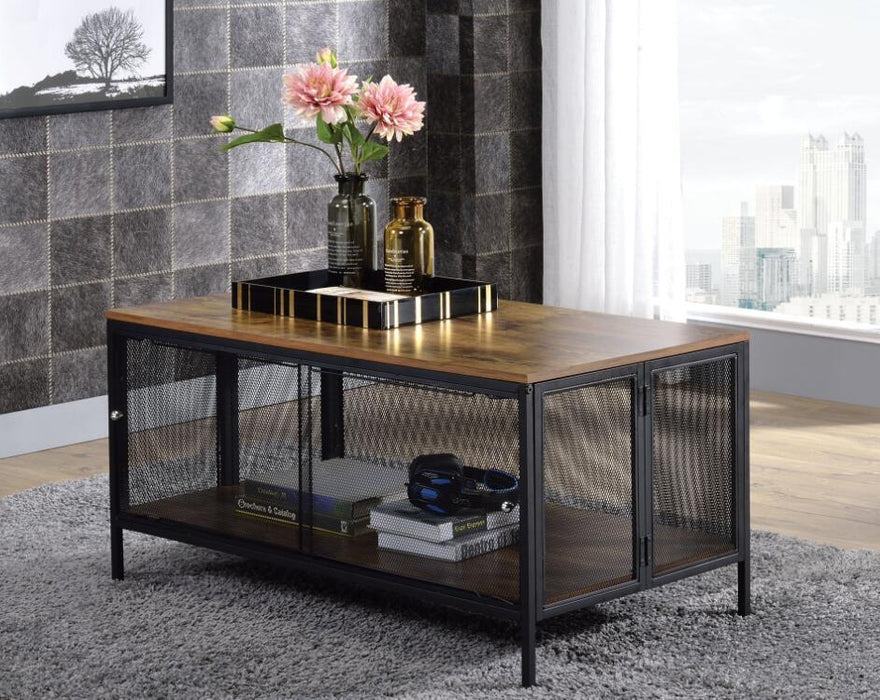 ACME Winam Coffee Table, Antique Oak & Black 82780