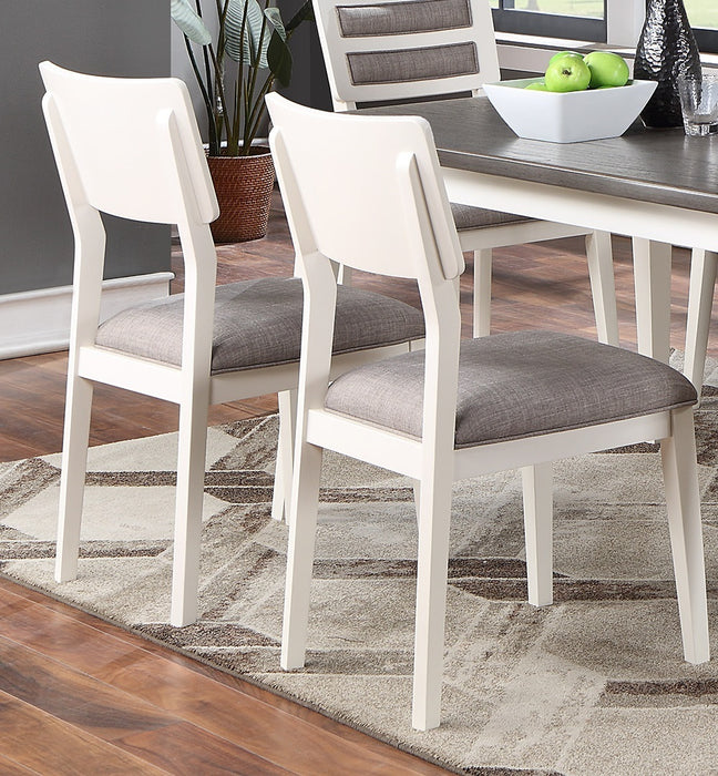 Beautiful Unique Set of 2 Side Chairs With White & Grey, Ladder Back Design Chairs, Cushion Upholstered, Kitchen Dining Room Furniture