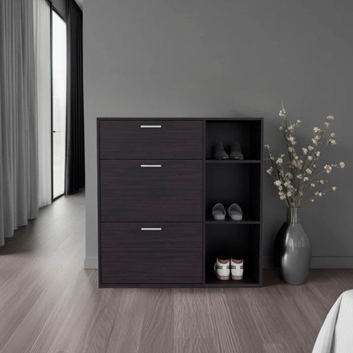 Soren Black Wenge Shoe Storage Cabinet | Glass House Furnishings