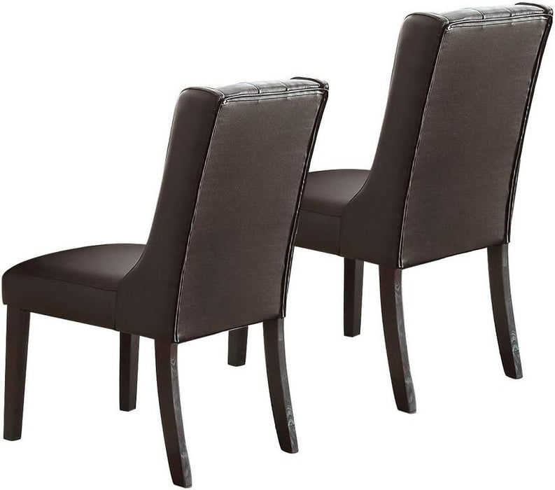 Modern Faux Leather Espresso Tufted Set of 2 Chairs Dining Seat Chair Birch veneer MDF Kitchen Dining Room