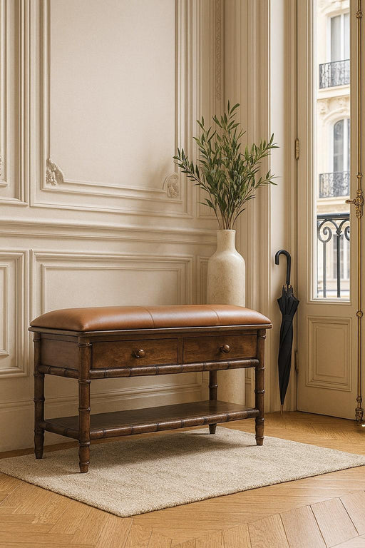 Benson Bamboo Carved Bench | Glass House Furnishings