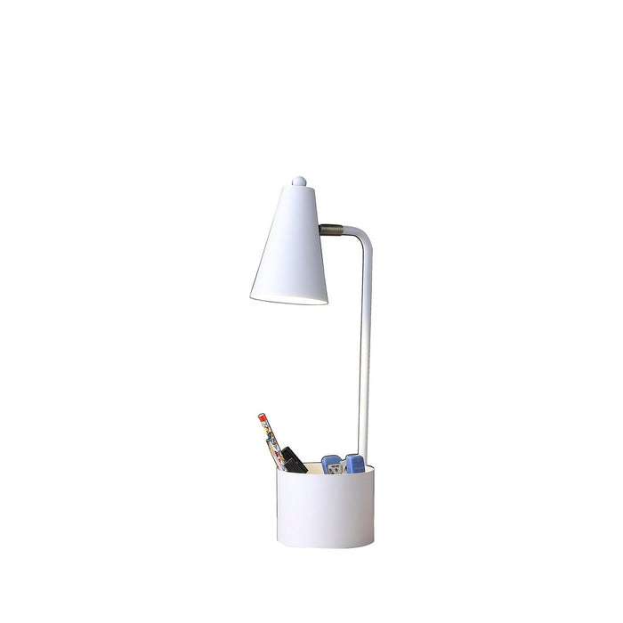 19.5" In Student White Metal Task Desk Lamp W/ Organizer