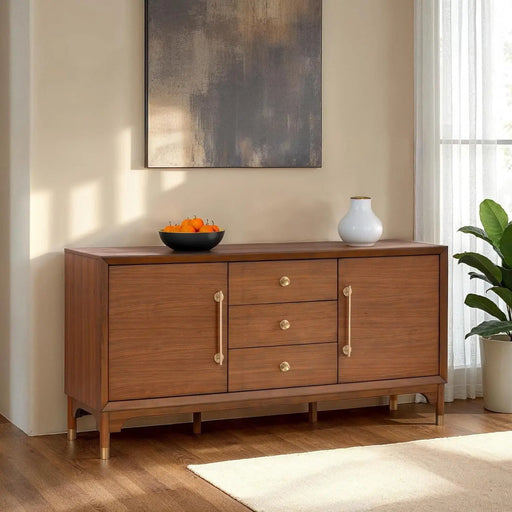 Nolan Server Walnut Color Furniture | Glass House Furnishings