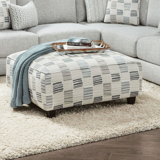 Hudson Striped Upholstered Ottoman with Welt Trim Glass House Furnishings