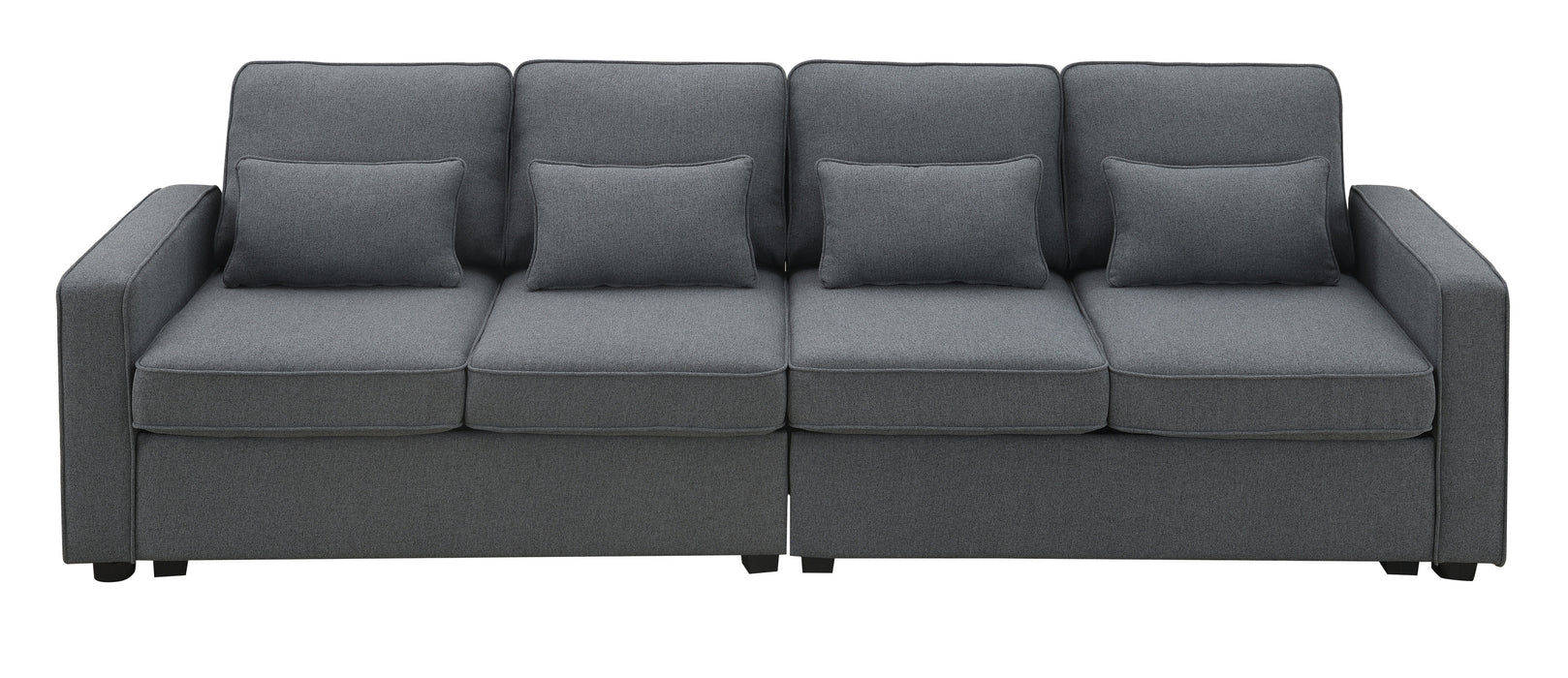 Modern 104" 4-Seater Linen Sofa with Armrest Pockets and Pillows