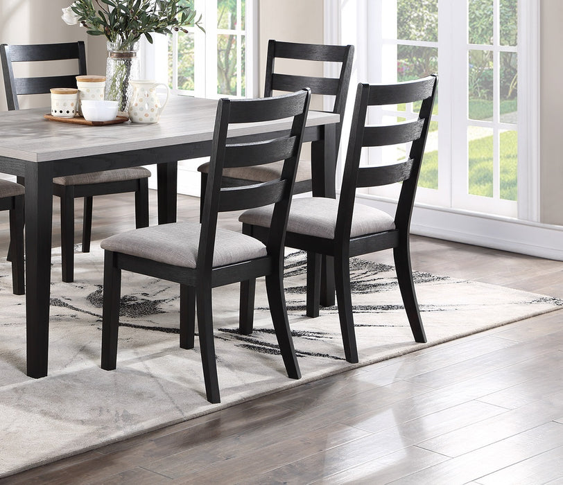 7-Piece Simple Wooden Table Dining Set with Ladder Back Side Chairs & Cushion Seats - Dining Room Furniture, Natural