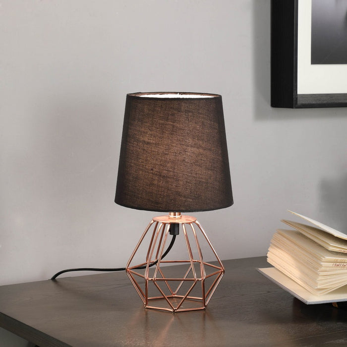 11.25" Copper Metal Table Lamp "Wesley Geometric", Copper