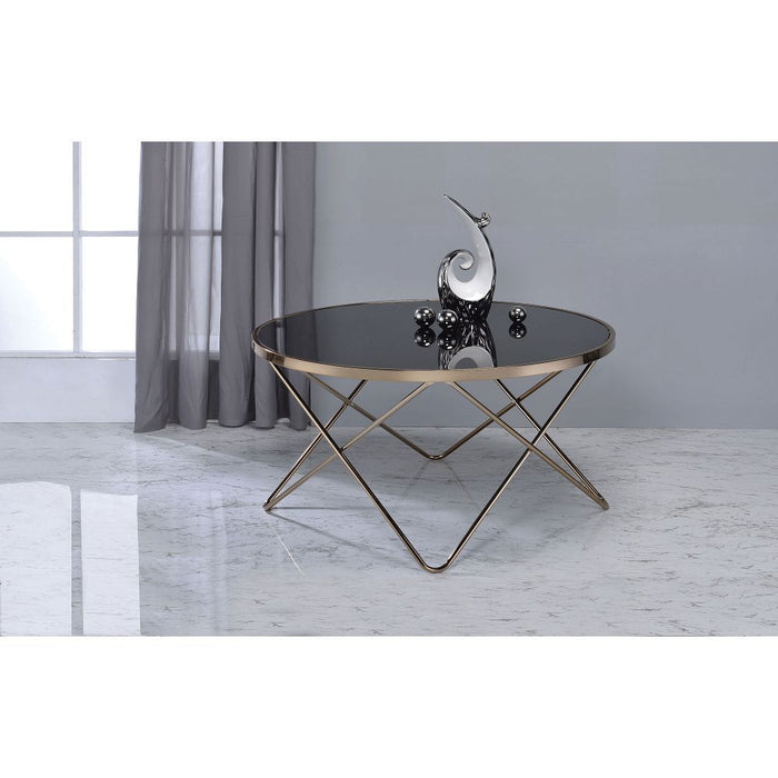 ACME Valora Coffee Table in Champagne & Black Glass 81830