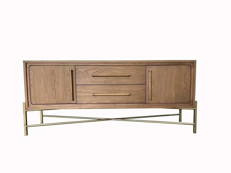 Metal Base Latte Sideboard Glass House Furnishings