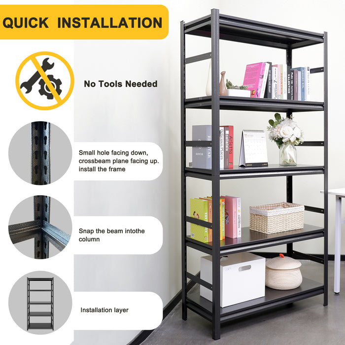 Storage Shelves 5 Tier Heavy Duty Metal Shelving Unit Adjustable Shelving Units and Storage Rack Kitchen Garage Shelf H78 * W47.2 * D18