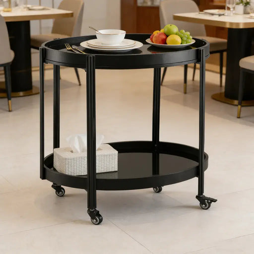 Oval Black Bar Cart Furniture | Glass House Furnishings