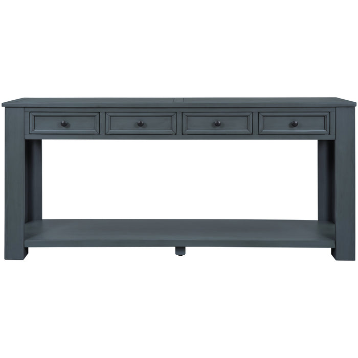 TREXM Console Table/Sofa Table with Storage Drawers and Bottom Shelf for Entryway Hallway (Navy)