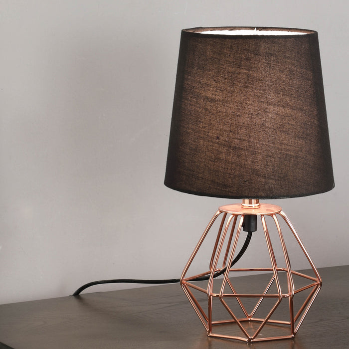 11.25" Copper Metal Table Lamp "Wesley Geometric", Copper