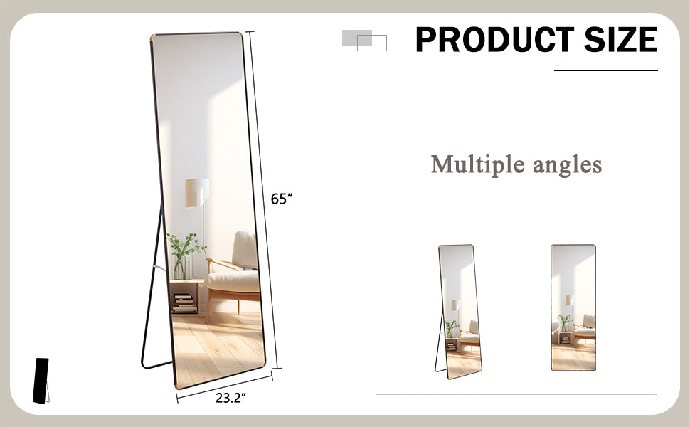 The 4th generation floor standing full-length mirror. wall mirror, bathroom makeup mirror, bedroom foyer, clothing store, wall mounted.    65 "* 23.2"