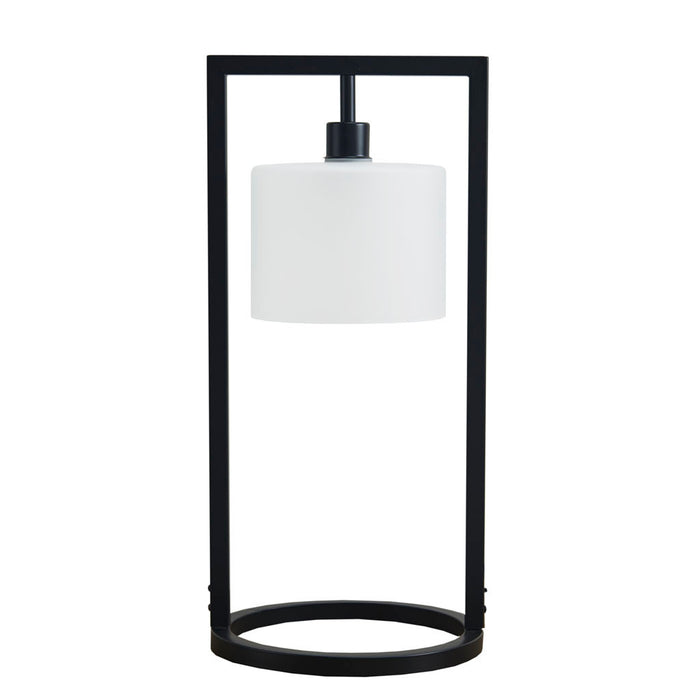 Metal Table Lamp with Glass Drum Shade