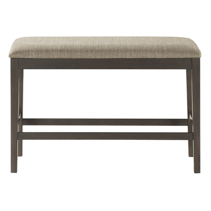 Counter Height Bench, Fabric Upholstered Casual Style Dining Room Furniture, Dark Brown