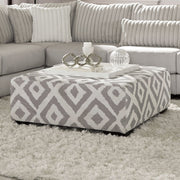 Hudson Gray Upholstered Ottoman with Solid Wood Frame Glass House Furnishings