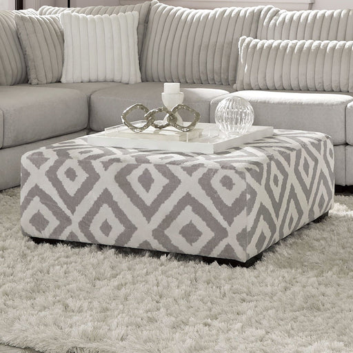Hudson Gray Upholstered Ottoman with Solid Wood Frame Glass House Furnishings