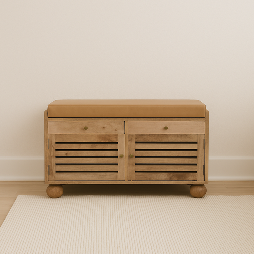 Camden Oak Tan Upholstered Shoe Rack | Glass House Furnishings