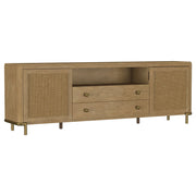 Benson Sand Wash 2-door TV Stand in Sand with Wood Construction, 79.5-inch Wide, Ideal for Large Screens and Media Storage Glass House Furnishings