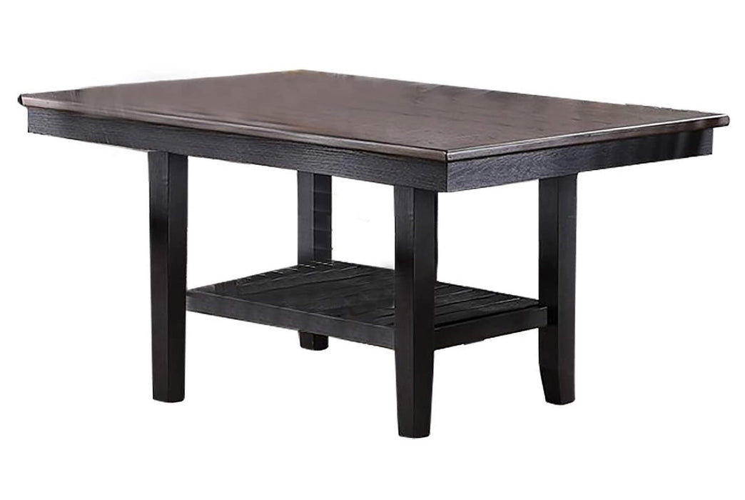 Dining Table with Dark Coffee Finish & Storage Shelf with Rubberwood Materials