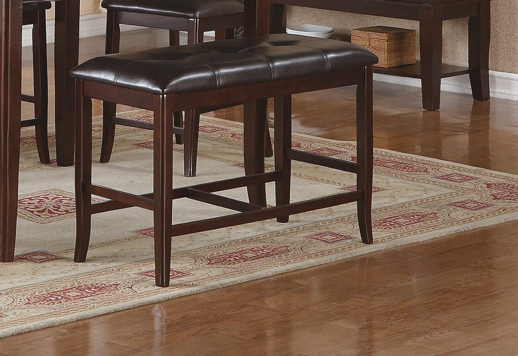 Counter Height Bench with Brown Finish, Kitchen Dining Seating Cushion with Faux Leather Seat