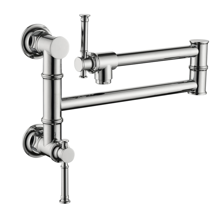 Modern Brass Wall Mount Pot Filler Faucet with Two-Attachment Folding Swing Arm - Kitchen Essential