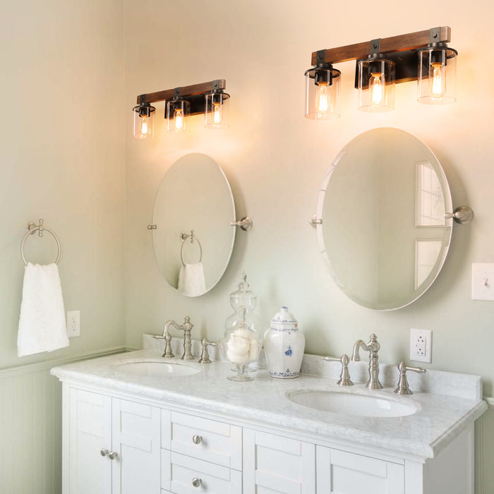 3-Light Rustic Farmhouse Bathroom Vanity Sconce Fixture