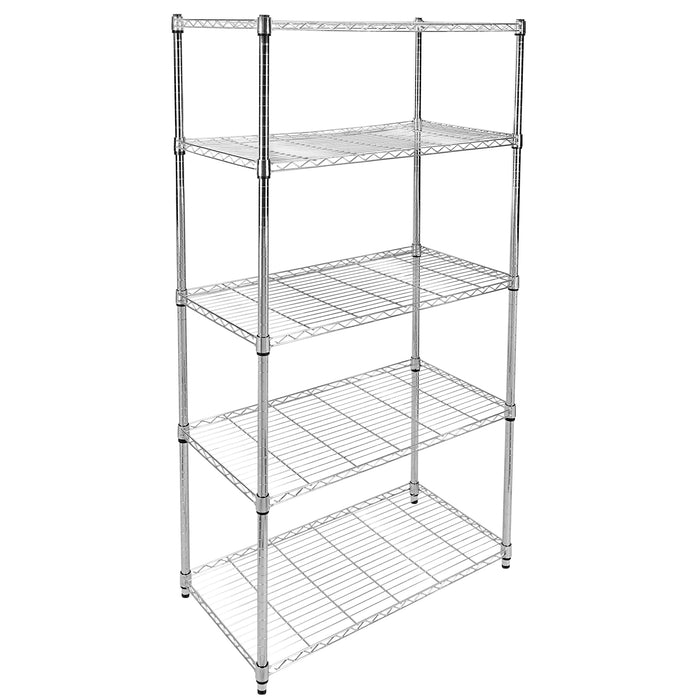 Simple Deluxe Heavy Duty 5-Shelf Shelving Unit, 35" D x 18"W x 70" H, 35 x 18 x 70'', Chrome