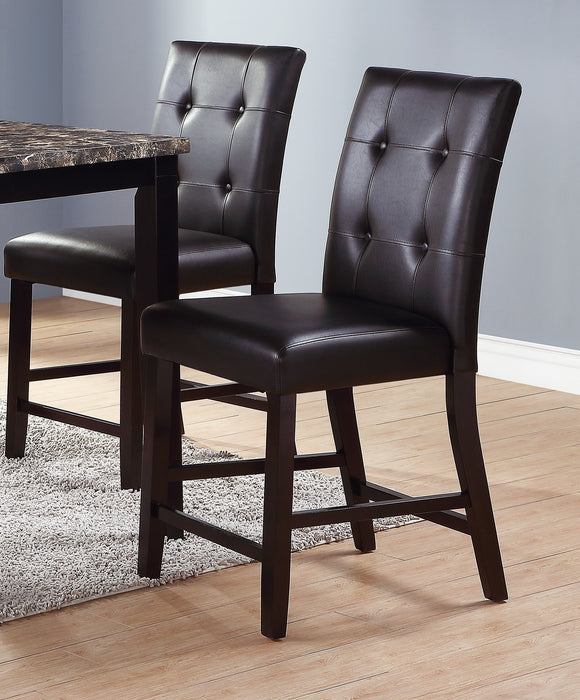 Set of 2 Brown Finish Counter Height Chairs, Dining Seating with Tufted Back & Cushion - Ideal for Kitchen or Dining Room