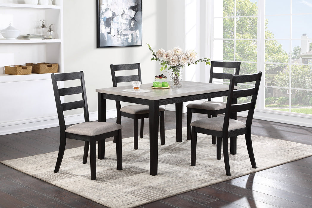 5-Piece Classic Stylish  Dining Set, Kitchen Dinette Wooden Top Table & Chairs With Upholstered Cushions, Ladder Back Chair Dining Room, Black Finish