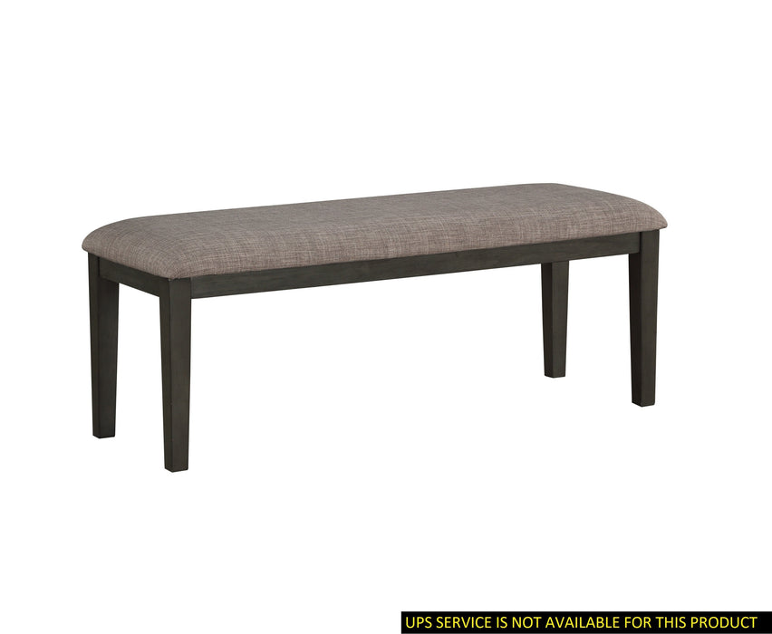 Transitional Gray Finish Wood Framed Bench with Fabric Upholstered Seat - Casual Dining Furniture